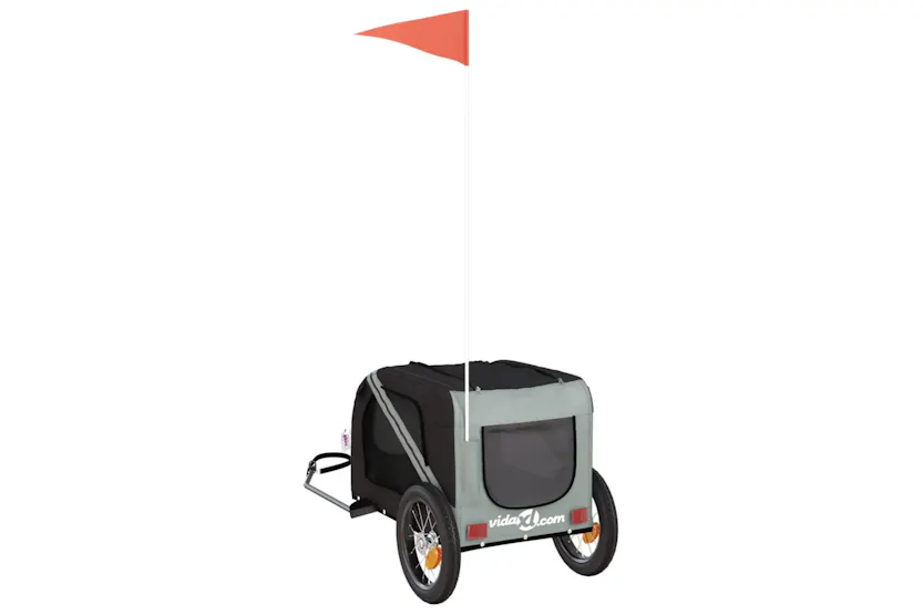 vidaXL 93867 Pet Bike Trailer Grey And Black Oxford Fabric And Iron vidaXL 93867 Pet Bike Trailer Grey And Black Oxford Fabric And Iron