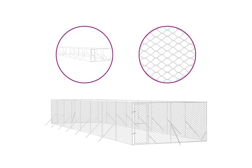 vidaXL 3190458 Outdoor Dog Kennel Silver 4x16x2 M Galvanised Steel vidaXL 3190458 Outdoor Dog Kennel Silver 4x16x2 M Galvanised Steel