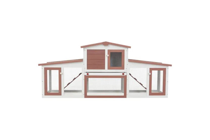 vidaXL 170844 Outdoor Large Rabbit Hutch Brown And White 204x45x85cm Wood vidaXL 170844 Outdoor Large Rabbit Hutch Brown And White 204x45x85cm Wood
