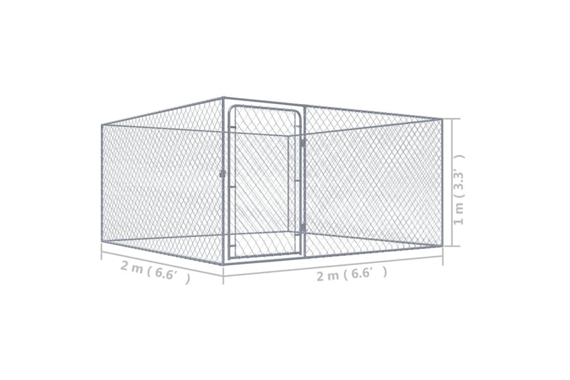 vidaXL 170819 Outdoor Dog Kennel Galvanised Steel 2x2x1 M vidaXL 170819 Outdoor Dog Kennel Galvanised Steel 2x2x1 M