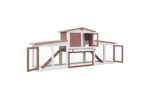 vidaXL 170844 Outdoor Large Rabbit Hutch Brown And White 204x45x85cm Wood vidaXL 170844 Outdoor Large Rabbit Hutch Brown And White 204x45x85cm Wood