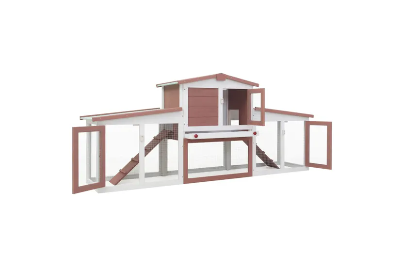 vidaXL 170844 Outdoor Large Rabbit Hutch Brown And White 204x45x85cm Wood vidaXL 170844 Outdoor Large Rabbit Hutch Brown And White 204x45x85cm Wood