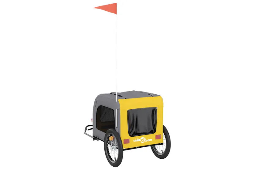 vidaXL 93833 Pet Bike Trailer Yellow And Grey Oxford Fabric And Iron vidaXL 93833 Pet Bike Trailer Yellow And Grey Oxford Fabric And Iron