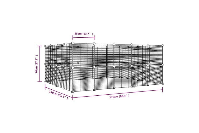 vidaXL 3114045 36-panel Pet Cage With Door Black 35x35cm Steel vidaXL 3114045 36-panel Pet Cage With Door Black 35x35cm Steel