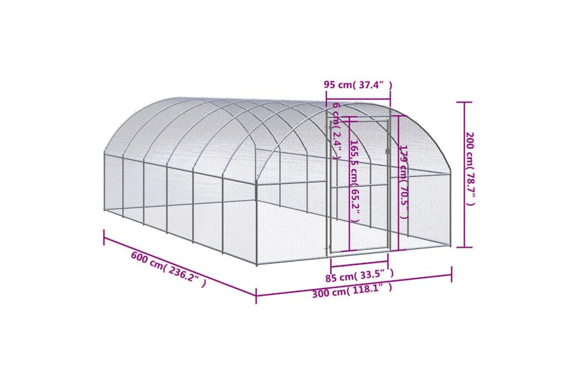 vidaXL 3095465 Outdoor Chicken Coop 3x6x2 M Galvanised Steel vidaXL 3095465 Outdoor Chicken Coop 3x6x2 M Galvanised Steel
