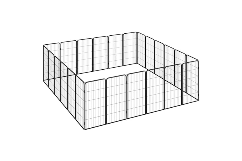 vidaXL 3115962 24-panel Dog Playpen Black 50x100cm Powder-coated Steel vidaXL 3115962 24-panel Dog Playpen Black 50x100cm Powder-coated Steel