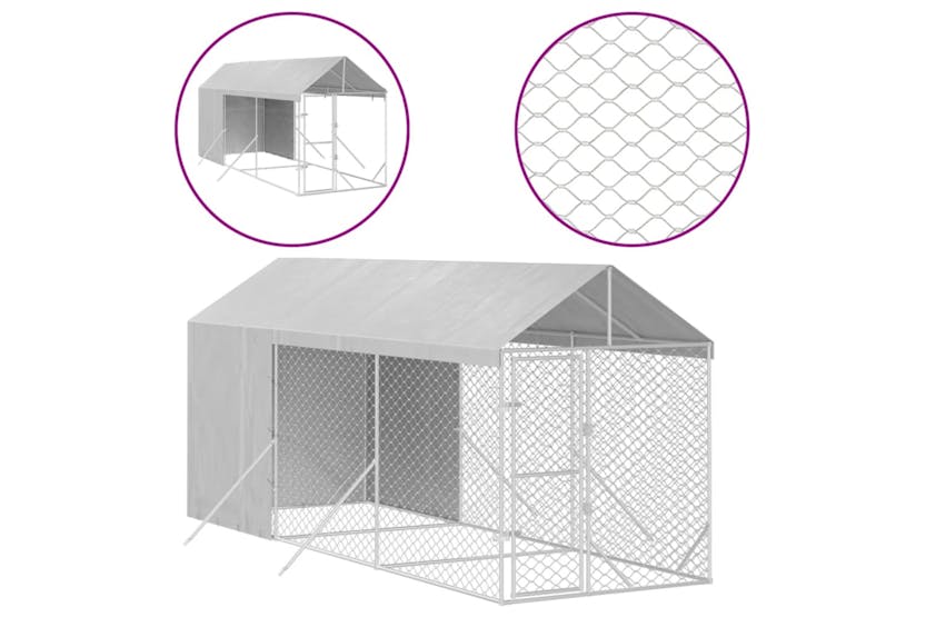 vidaXL 3190491 Outdoor Dog Kennel With Roof Silver 2x6x2.5 M Galvanised Steel vidaXL 3190491 Outdoor Dog Kennel With Roof Silver 2x6x2.5 M Galvanised Steel