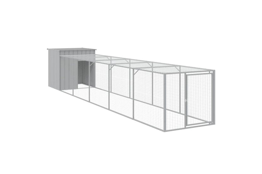 vidaXL 3189095 Chicken Cage With Run Light Grey 110x609x110cm Galvanised Steel vidaXL 3189095 Chicken Cage With Run Light Grey 110x609x110cm Galvanised Steel