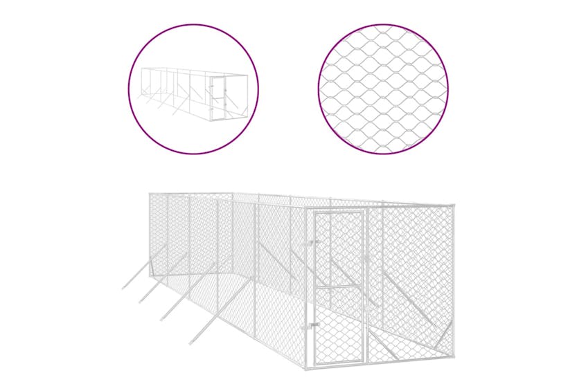 vidaXL 3190453 Outdoor Dog Kennel Silver 2x10x2 M Galvanised Steel vidaXL 3190453 Outdoor Dog Kennel Silver 2x10x2 M Galvanised Steel