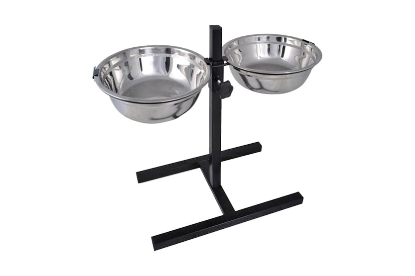 vidaXL 170092 Adjustable Double Diner Pet Dog Feeding Stand & 2 X 2.6l Stainless Steel Bowls vidaXL 170092 Adjustable Double Diner Pet Dog Feeding Stand & 2 X 2.6l Stainless Steel Bowls