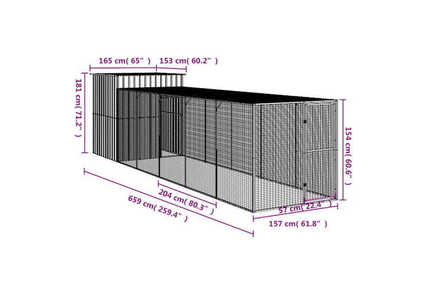 vidaXL 3189110 Chicken Cage With Run Anthracite 165x659x181cm Galvanised Steel vidaXL 3189110 Chicken Cage With Run Anthracite 165x659x181cm Galvanised Steel