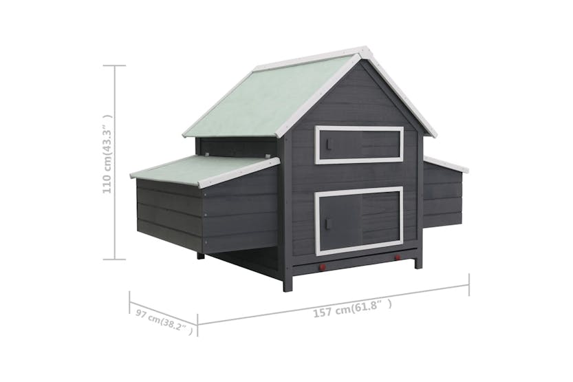 vidaXL 170855 Chicken Coop Grey 157x97x110cm Wood vidaXL 170855 Chicken Coop Grey 157x97x110cm Wood