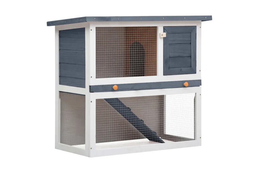 vidaXL 170831 Outdoor Rabbit Hutch 1 Door Grey Wood vidaXL 170831 Outdoor Rabbit Hutch 1 Door Grey Wood