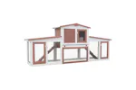 vidaXL 170844 Outdoor Large Rabbit Hutch Brown And White 204x45x85cm Wood vidaXL 170844 Outdoor Large Rabbit Hutch Brown And White 204x45x85cm Wood