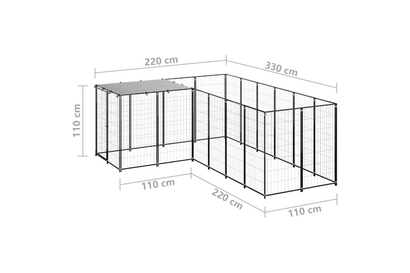 vidaXL 3082211 Dog Kennel Black 4.84 M2 Steel vidaXL 3082211 Dog Kennel Black 4.84 M2 Steel