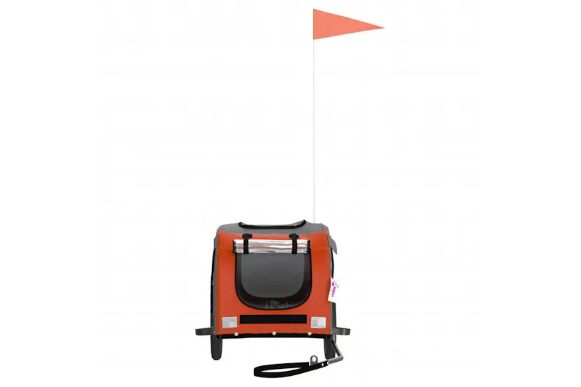 vidaXL 93865 Pet Bike Trailer Orange And Grey Oxford Fabric And Iron vidaXL 93865 Pet Bike Trailer Orange And Grey Oxford Fabric And Iron