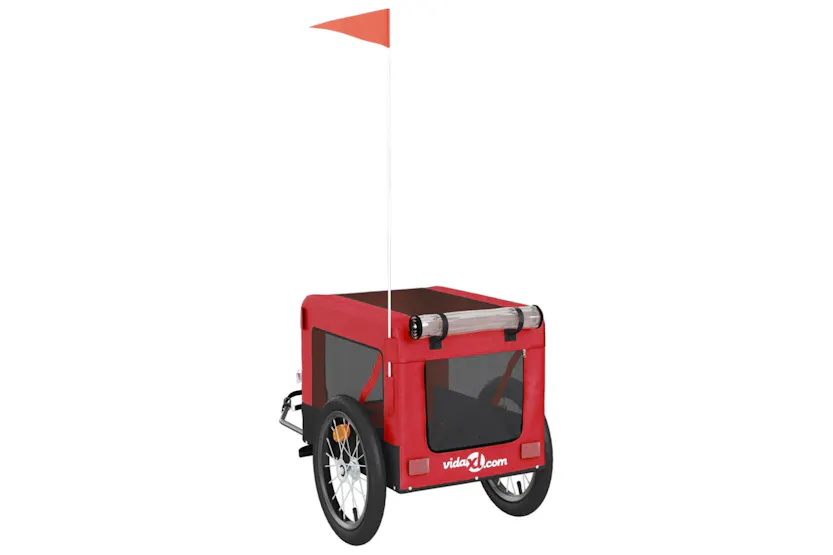 vidaXL 93915 Pet Bike Trailer Red And Black Oxford Fabric&iron vidaXL 93915 Pet Bike Trailer Red And Black Oxford Fabric&iron