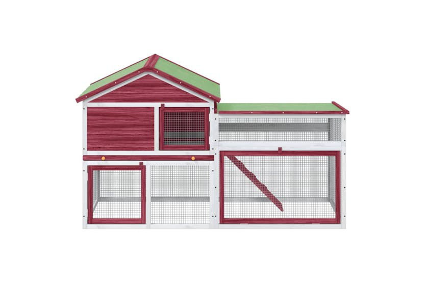 vidaXL 172279 Rabbit Hutch Red 185.5x60.5x109.5cm Solid Wood Pine vidaXL 172279 Rabbit Hutch Red 185.5x60.5x109.5cm Solid Wood Pine
