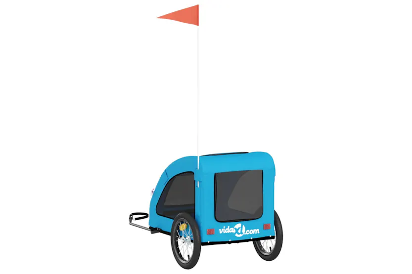 vidaXL 93960 Pet Bike Trailer Blue Oxford Fabric And Iron vidaXL 93960 Pet Bike Trailer Blue Oxford Fabric And Iron