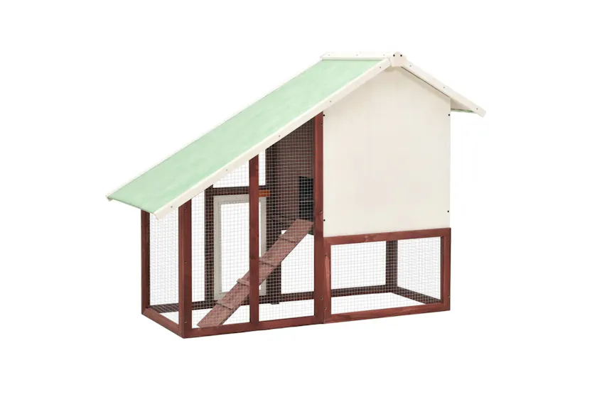 vidaXL 170870 Rabbit Hutch Mocha And White 140x63x120cm Solid Firwood vidaXL 170870 Rabbit Hutch Mocha And White 140x63x120cm Solid Firwood