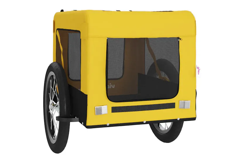 vidaXL 93917 Pet Bike Trailer Yellow And Black Oxford Fabric&iron vidaXL 93917 Pet Bike Trailer Yellow And Black Oxford Fabric&iron