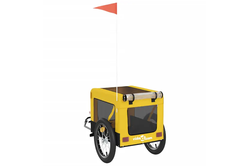 vidaXL 93917 Pet Bike Trailer Yellow And Black Oxford Fabric&iron vidaXL 93917 Pet Bike Trailer Yellow And Black Oxford Fabric&iron