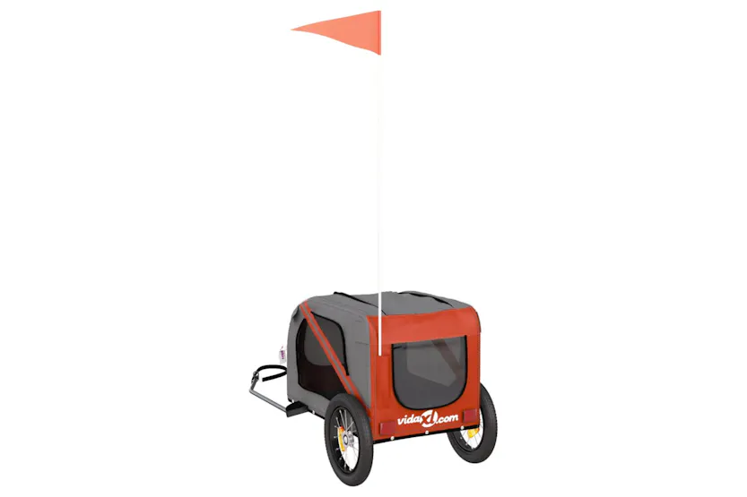 vidaXL 93865 Pet Bike Trailer Orange And Grey Oxford Fabric And Iron vidaXL 93865 Pet Bike Trailer Orange And Grey Oxford Fabric And Iron
