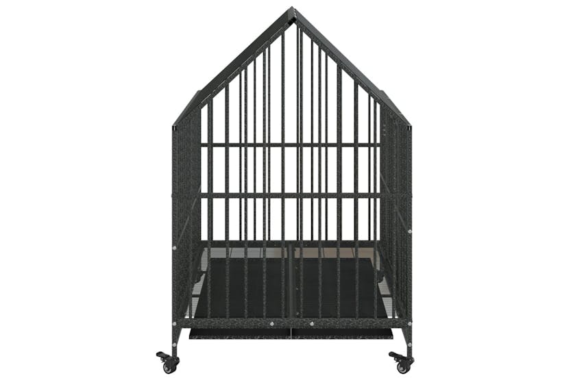 vidaXL 172208 Dog Cage With Wheels Black Galvanised Steel vidaXL 172208 Dog Cage With Wheels Black Galvanised Steel