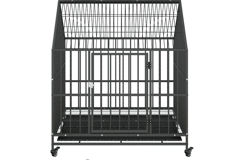 vidaXL 172208 Dog Cage With Wheels Black Galvanised Steel vidaXL 172208 Dog Cage With Wheels Black Galvanised Steel