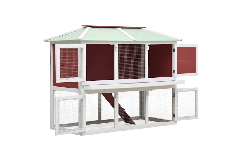 vidaXL 170851 Animal Rabbit Cage Double Floor Red Wood vidaXL 170851 Animal Rabbit Cage Double Floor Red Wood