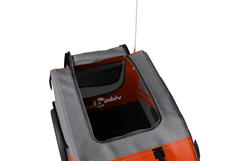 vidaXL 93865 Pet Bike Trailer Orange And Grey Oxford Fabric And Iron vidaXL 93865 Pet Bike Trailer Orange And Grey Oxford Fabric And Iron