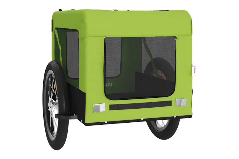 vidaXL 93920 Pet Bike Trailer Green And Black Oxford Fabric And Iron vidaXL 93920 Pet Bike Trailer Green And Black Oxford Fabric And Iron