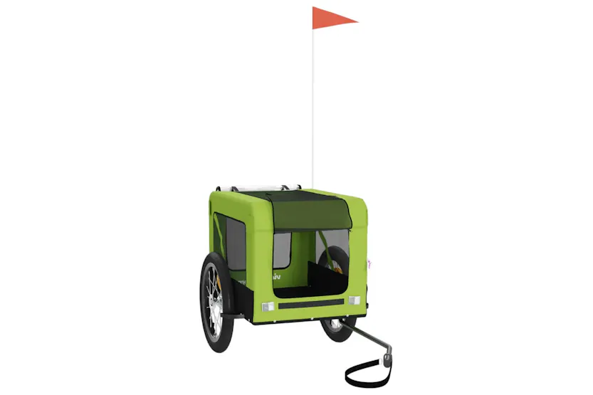vidaXL 93920 Pet Bike Trailer Green And Black Oxford Fabric And Iron vidaXL 93920 Pet Bike Trailer Green And Black Oxford Fabric And Iron