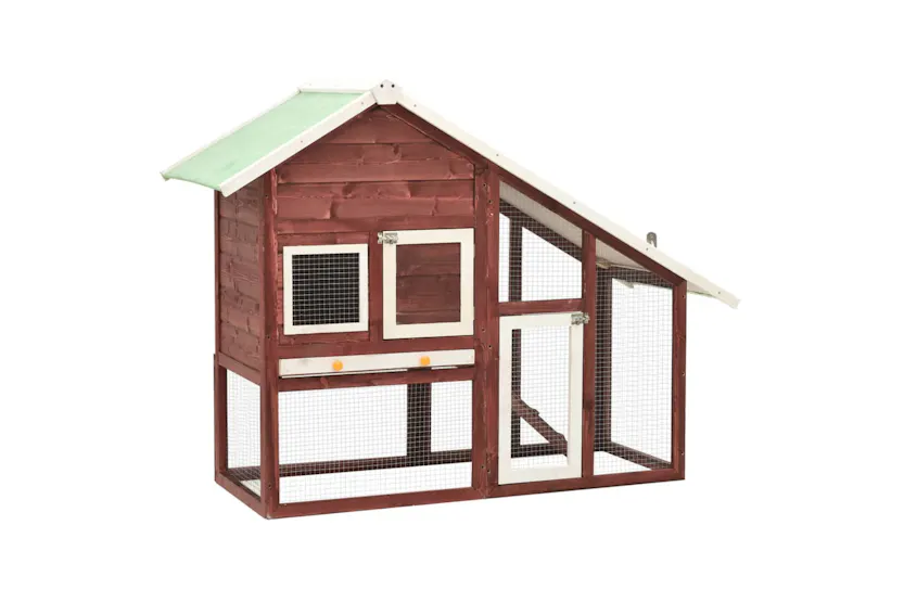 vidaXL 170870 Rabbit Hutch Mocha And White 140x63x120cm Solid Firwood vidaXL 170870 Rabbit Hutch Mocha And White 140x63x120cm Solid Firwood
