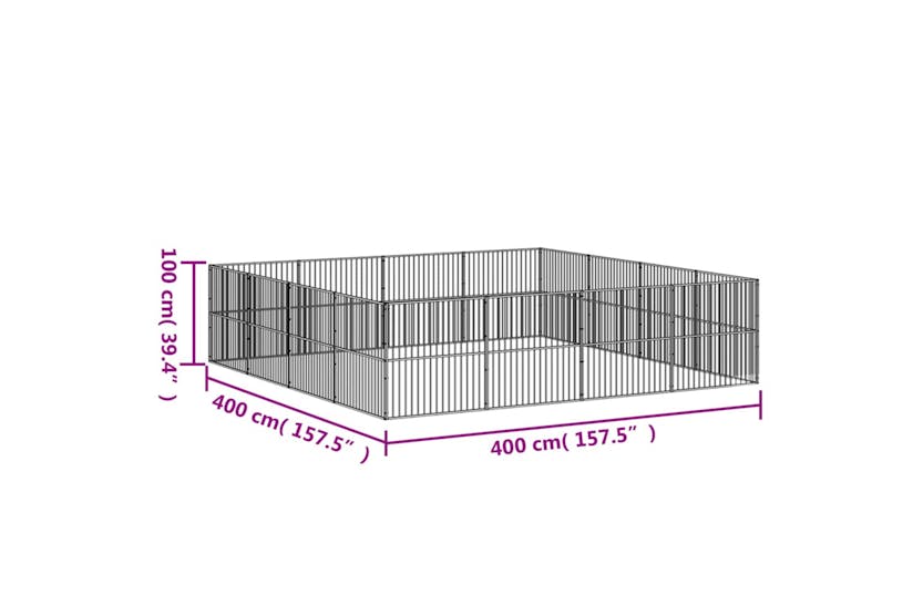 vidaXL 3209555 Dog Playpen 16 Panels Black Galvanised Steel vidaXL 3209555 Dog Playpen 16 Panels Black Galvanised Steel