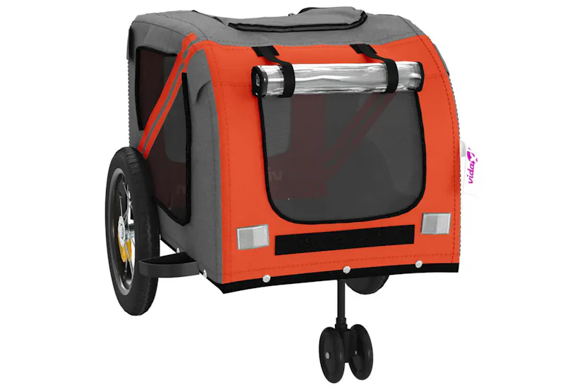 vidaXL 93886 Pet Bike Trailer Orange And Black Oxford Fabric And Iron vidaXL 93886 Pet Bike Trailer Orange And Black Oxford Fabric And Iron