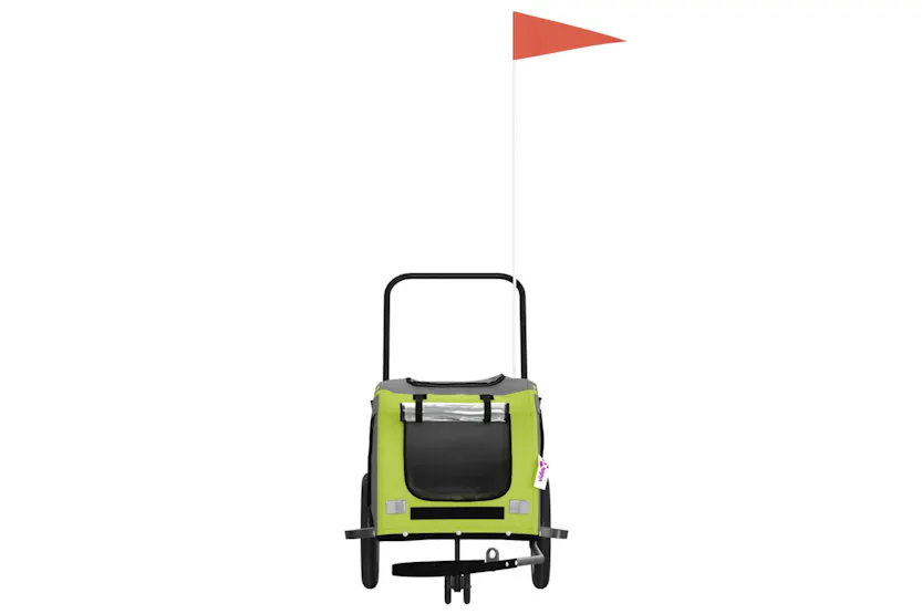 vidaXL 93892 Pet Bike Trailer Green And Black Oxford Fabric And Iron vidaXL 93892 Pet Bike Trailer Green And Black Oxford Fabric And Iron