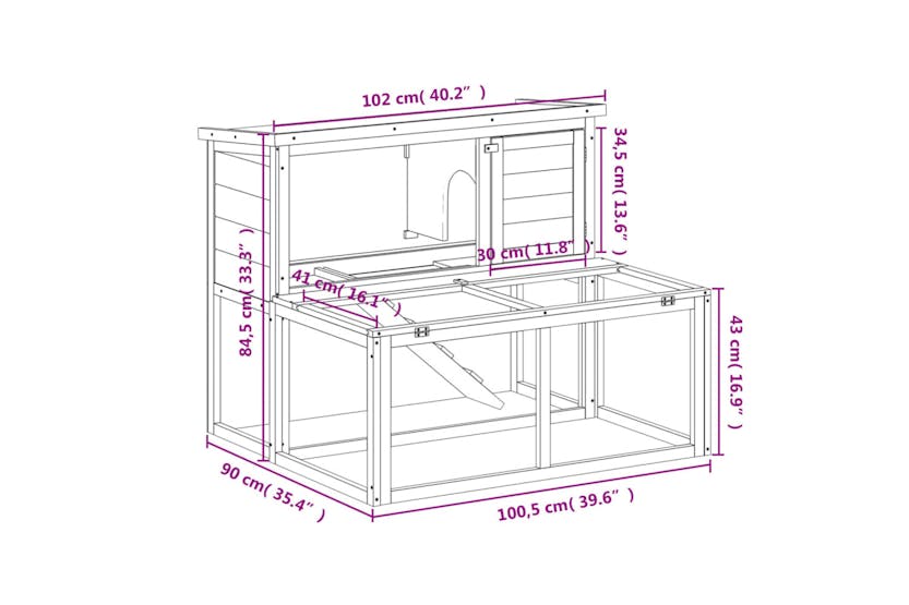 vidaXL 172283 Rabbit Hutch Brown 102x90x84.5cm Solid Wood Pine vidaXL 172283 Rabbit Hutch Brown 102x90x84.5cm Solid Wood Pine