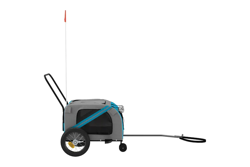 vidaXL 93890 Pet Bike Trailer Blue And Black Oxford Fabric And Iron vidaXL 93890 Pet Bike Trailer Blue And Black Oxford Fabric And Iron