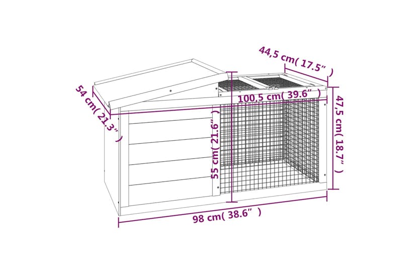 vidaXL 172290 Rabbit Hutch Grey 100.5x54x55cm Solid Wood Pine vidaXL 172290 Rabbit Hutch Grey 100.5x54x55cm Solid Wood Pine