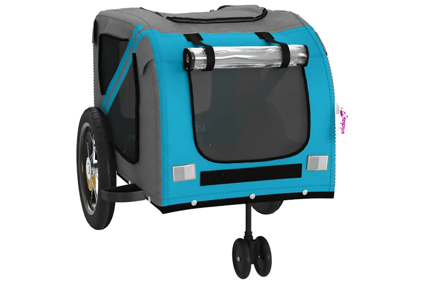 vidaXL 93890 Pet Bike Trailer Blue And Black Oxford Fabric And Iron vidaXL 93890 Pet Bike Trailer Blue And Black Oxford Fabric And Iron
