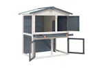 vidaXL 170837 Outdoor Rabbit Hutch 3 Doors Grey Wood vidaXL 170837 Outdoor Rabbit Hutch 3 Doors Grey Wood