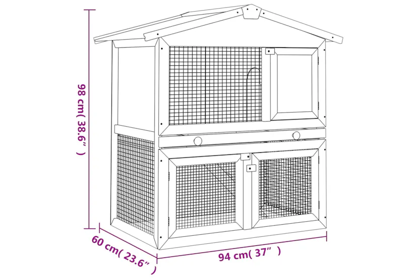 vidaXL 170160 Outdoor Rabbit Hutch Small Animal House Pet Cage 3 Doors Wood vidaXL 170160 Outdoor Rabbit Hutch Small Animal House Pet Cage 3 Doors Wood