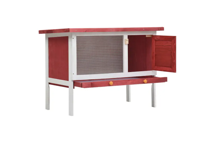 vidaXL 170830 Outdoor Rabbit Hutch 1 Layer Red Wood vidaXL 170830 Outdoor Rabbit Hutch 1 Layer Red Wood