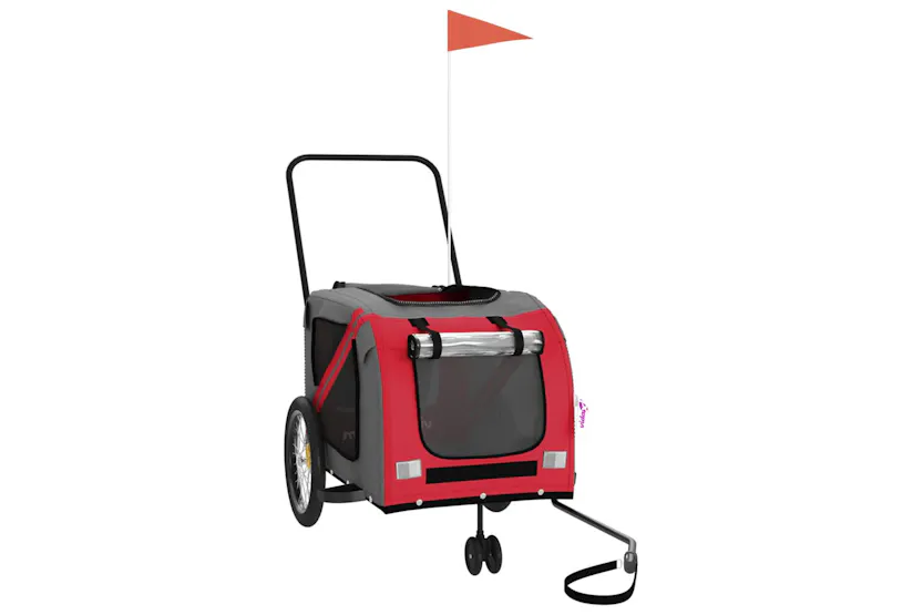 vidaXL 93901 Pet Bike Trailer Red And Grey Oxford Fabric And Iron vidaXL 93901 Pet Bike Trailer Red And Grey Oxford Fabric And Iron