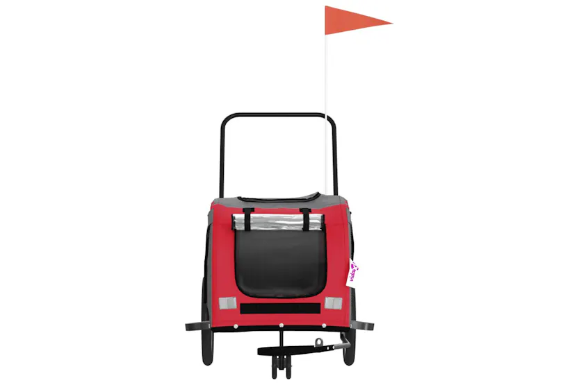 vidaXL 93901 Pet Bike Trailer Red And Grey Oxford Fabric And Iron vidaXL 93901 Pet Bike Trailer Red And Grey Oxford Fabric And Iron