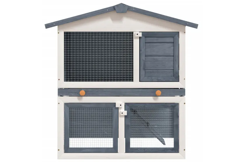 vidaXL 170837 Outdoor Rabbit Hutch 3 Doors Grey Wood vidaXL 170837 Outdoor Rabbit Hutch 3 Doors Grey Wood