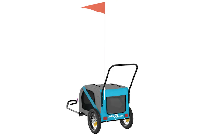 vidaXL 93890 Pet Bike Trailer Blue And Black Oxford Fabric And Iron vidaXL 93890 Pet Bike Trailer Blue And Black Oxford Fabric And Iron