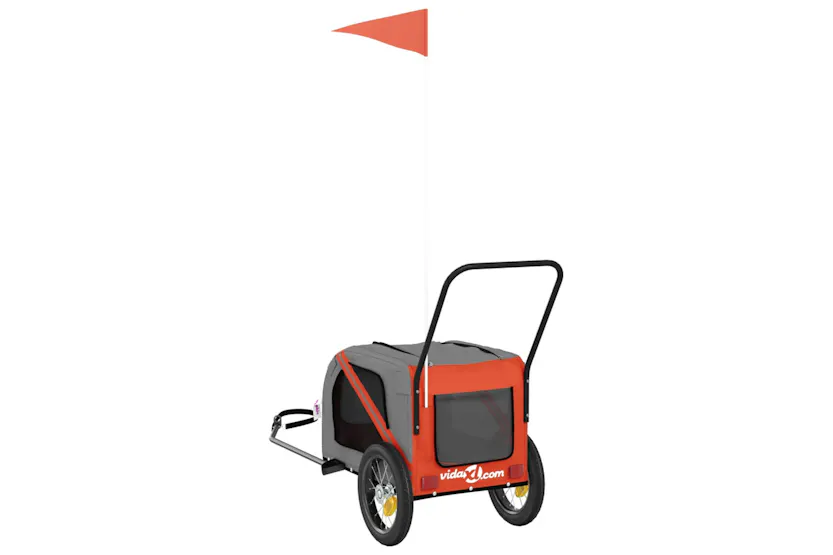 vidaXL 93886 Pet Bike Trailer Orange And Black Oxford Fabric And Iron vidaXL 93886 Pet Bike Trailer Orange And Black Oxford Fabric And Iron