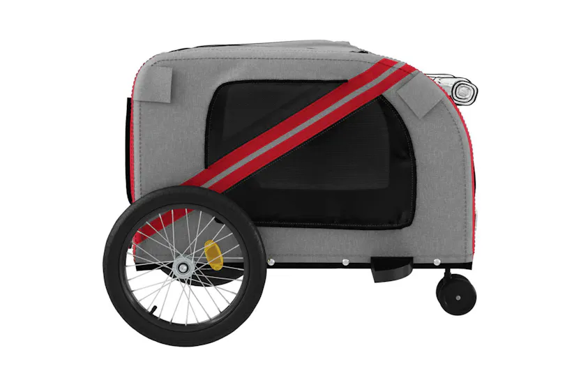 vidaXL 93901 Pet Bike Trailer Red And Grey Oxford Fabric And Iron vidaXL 93901 Pet Bike Trailer Red And Grey Oxford Fabric And Iron